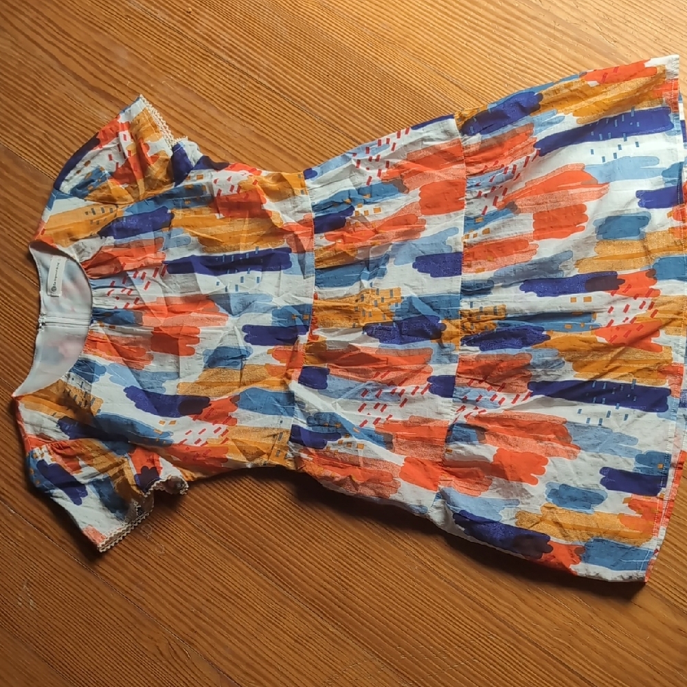 The Impeccable Pig Orange and Blue Casual Sundress